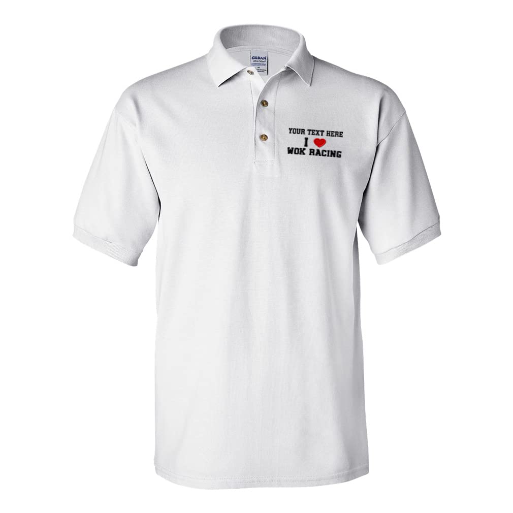 Custom Polo Shirts for Men - Love Wok Racing Red Heart Design - 100% Cotton Comfort Fit - Perfect for Sports Fans, Casual Wear & Golf Outings
