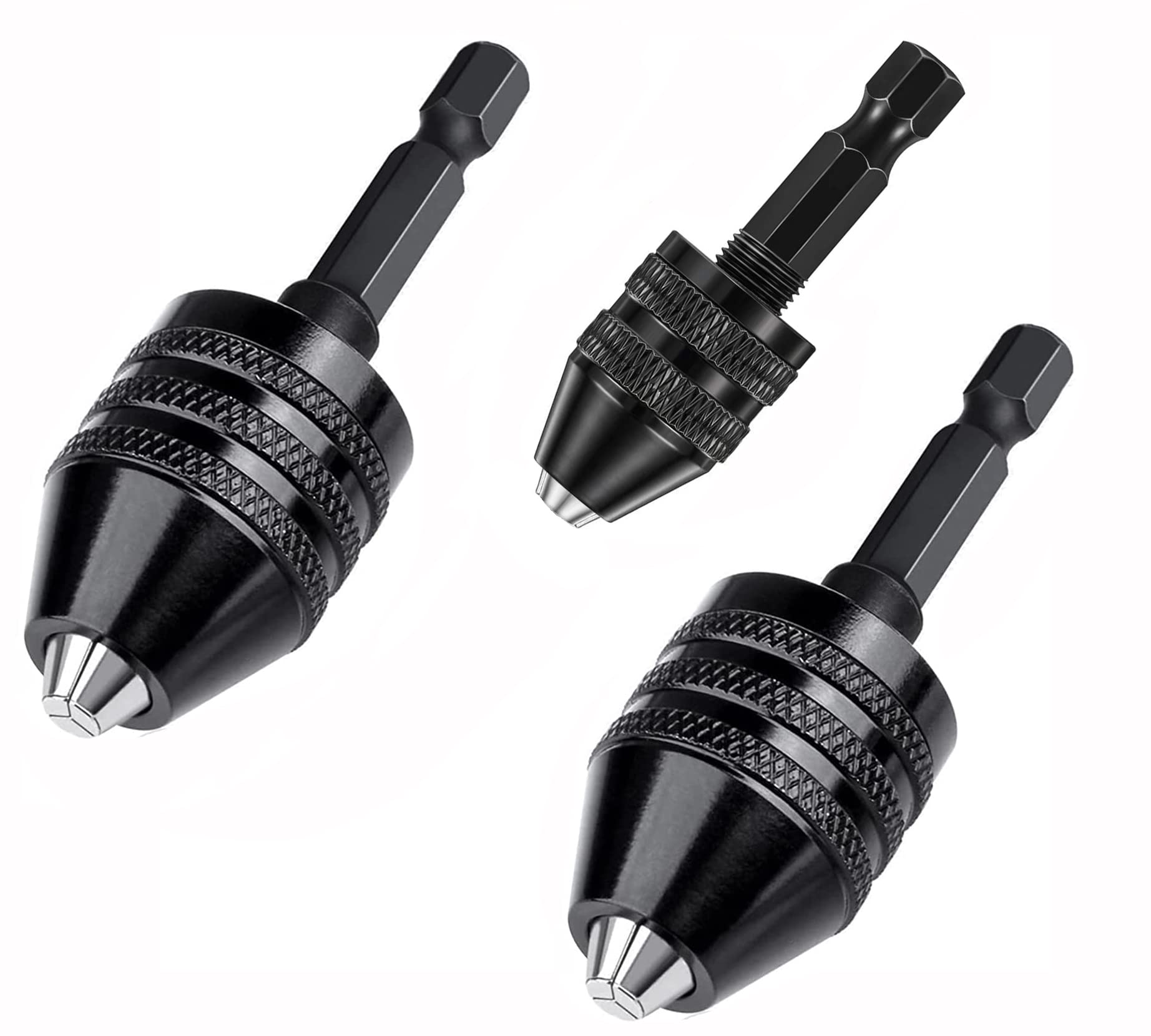3-Piece Keyless Drill Chuck Set with 1/4