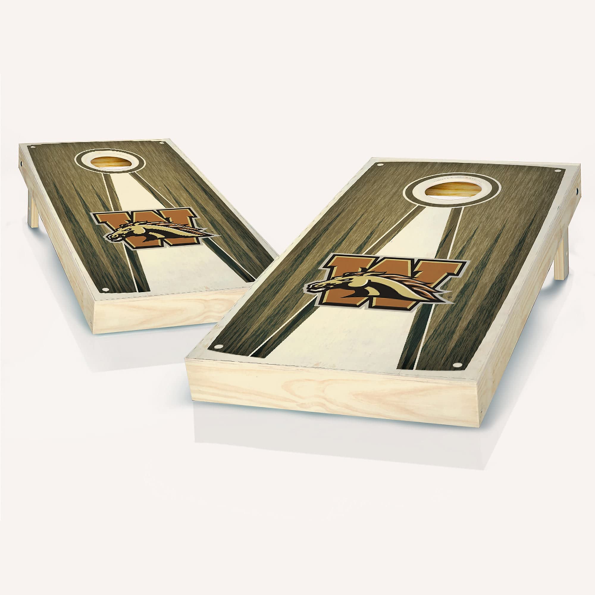 Western Michigan Pyramid Cornhole Game Set - 2 Wooden Boards & 8 Bean Bags for Outdoor Parties, Tailgating, and Backyard Fun - Premium Cornhole Set for Adults and Family Game Night