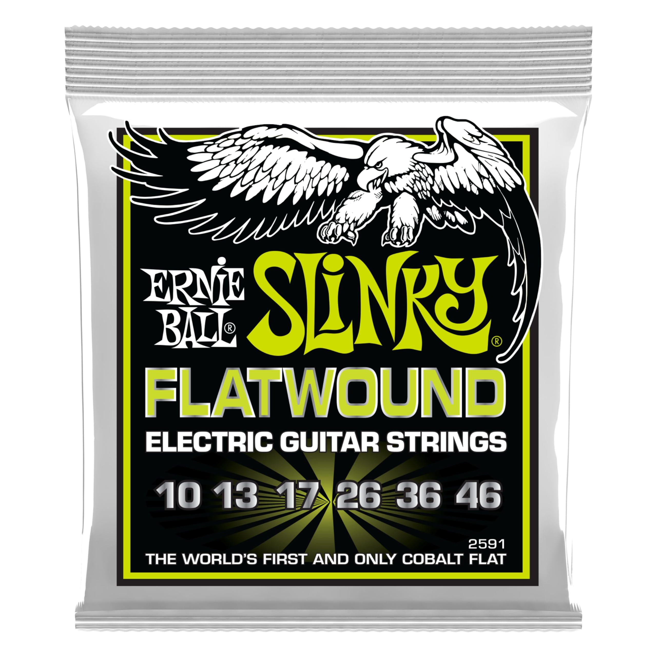 Ernie Ball Regular Slinky Flatwound Electric Guitar Strings 10-46 Gauge (P02591) - Perfect for Jazz, Blues & Studio Recording - Smooth Feel & Warm Tone