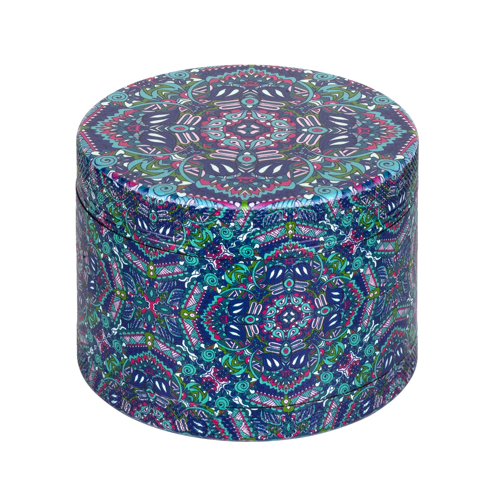 75MM 4 Layer Mandala Pattern Herb Grinder - Premium Metal Spice Crusher for Tobacco, Herbs & Spices | Perfect for Rolling, Smoking & Kitchen Use