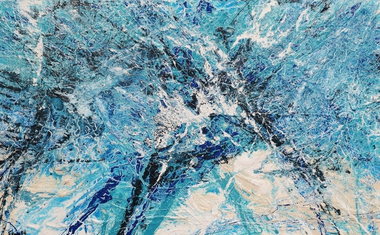 Abstract Blue Wall Art - Modern Canvas Painting for Home & Office Decor | Perfect for Living Room, Bedroom, or Workspace