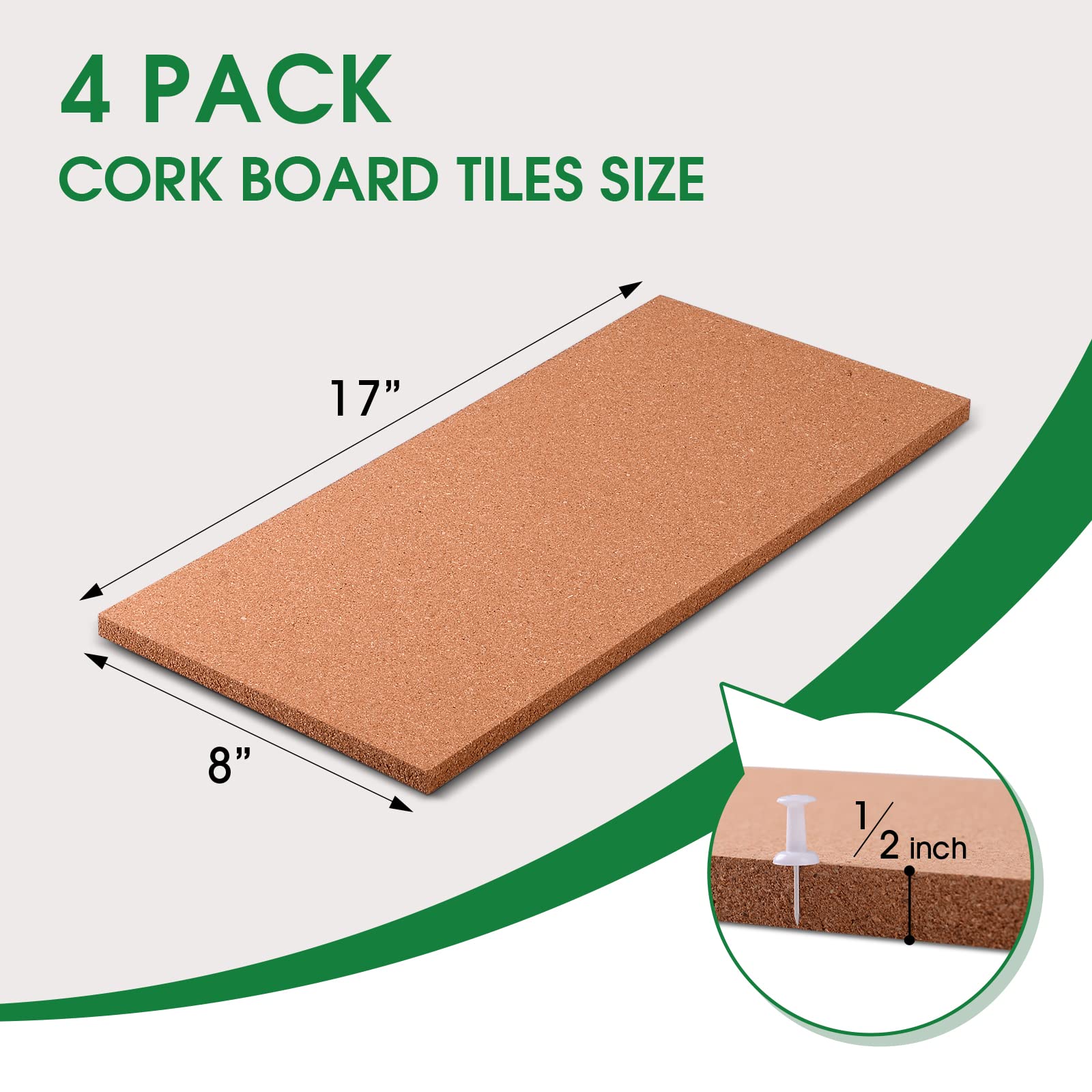 4 Pack Self-Adhesive Cork Bulletin Board Tiles 17