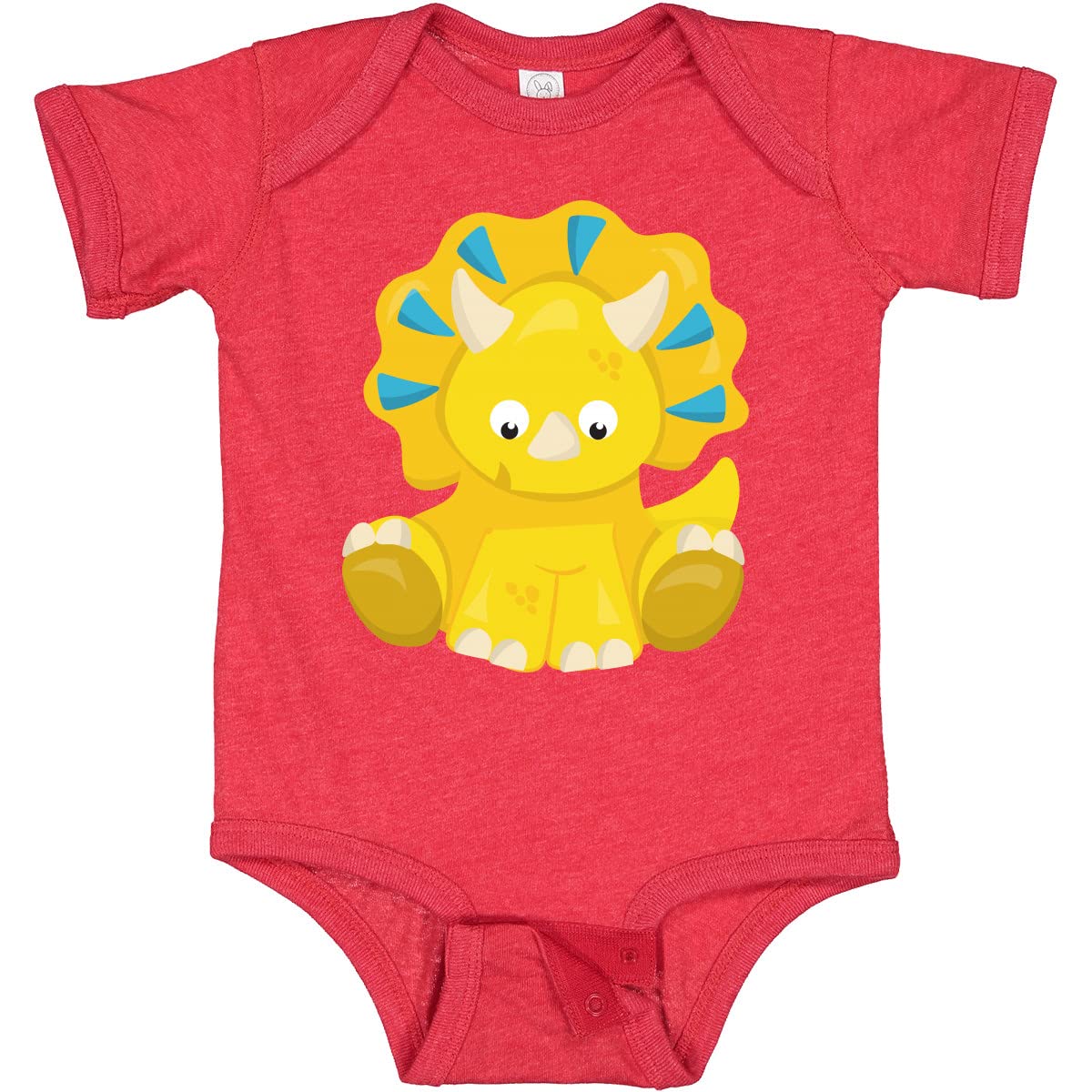 Inktastic Cute Dinosaur Baby Bodysuit - Adorable Triceratops Dino Onesie for Infants & Toddlers | Perfect for Playtime, Daycare & Dinosaur-Themed Birthday Parties