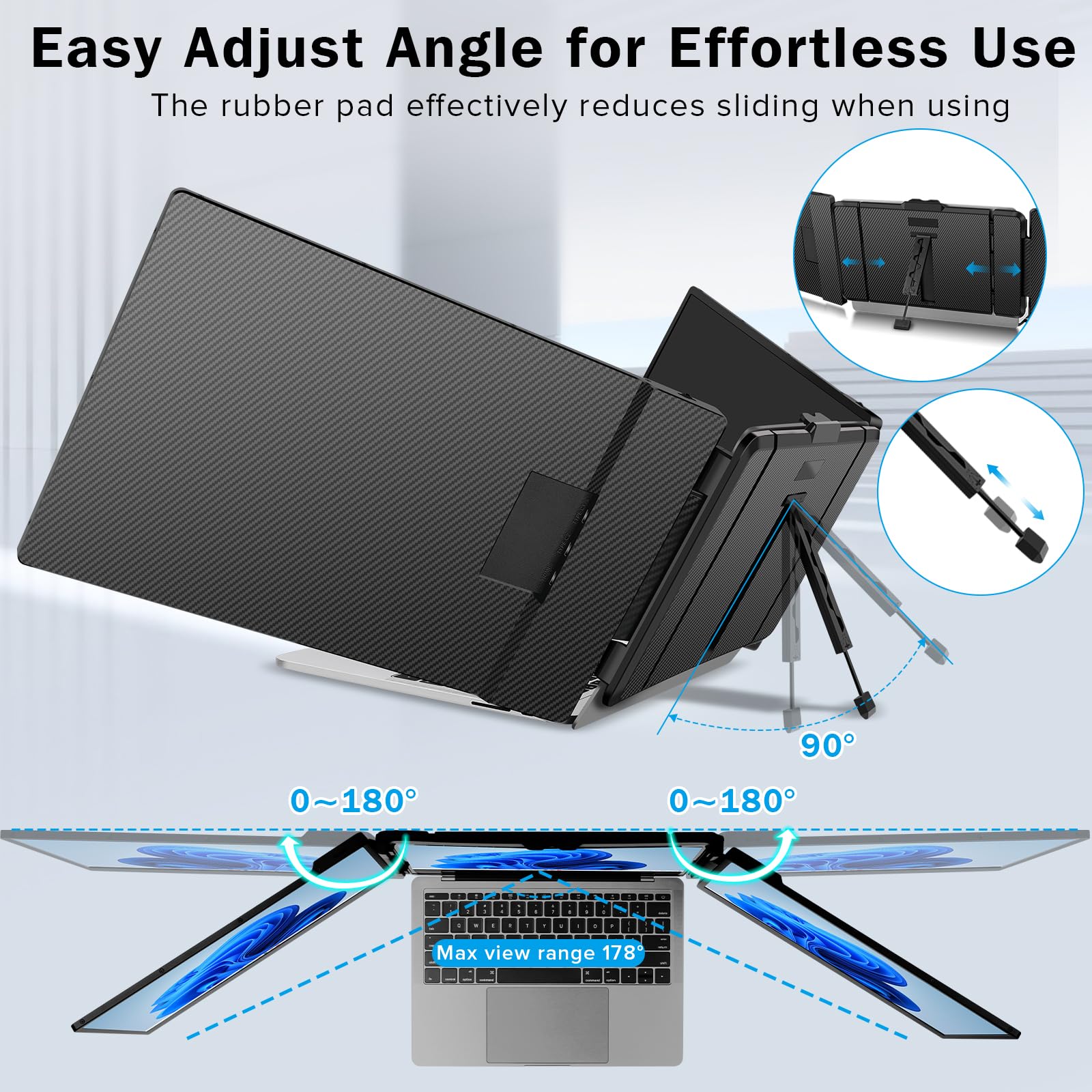 14 Inch Triple Portable Laptop Monitor Extender - 1080p FHD IPS Screen, Plug & Play USB-C/HDMI for Windows & Mac (13-17.3 Inch) - Perfect for Multi-Tasking, Gaming & Office Work