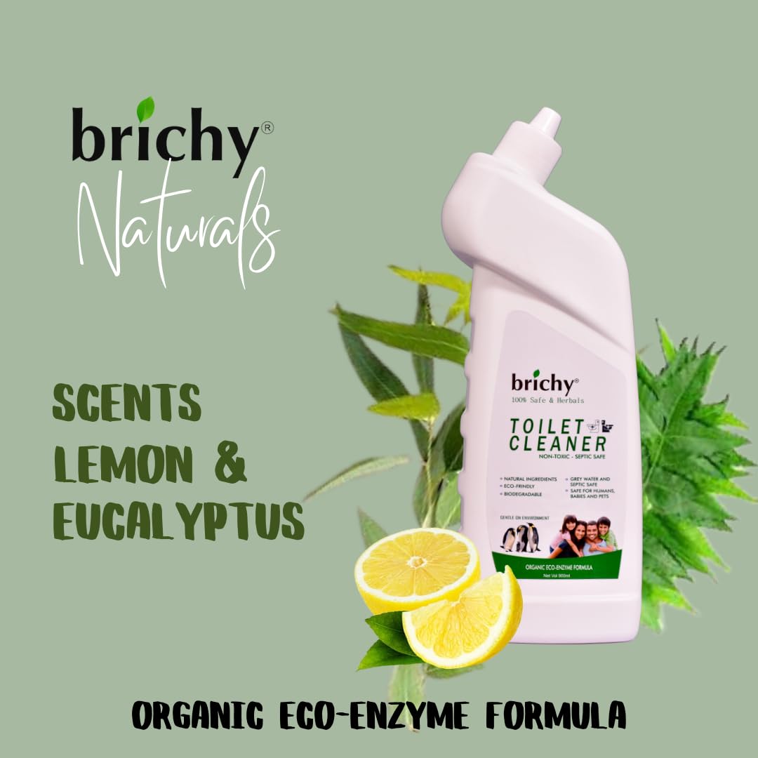 Brichy Natural Toilet Cleaner Liquid - Septic Safe, Biodegradable, Non-Toxic & Eco-Friendly | Organic Enzyme Bathroom Cleaner (5L) | Perfect for Homes, Hotels & Eco-Conscious Cleaning