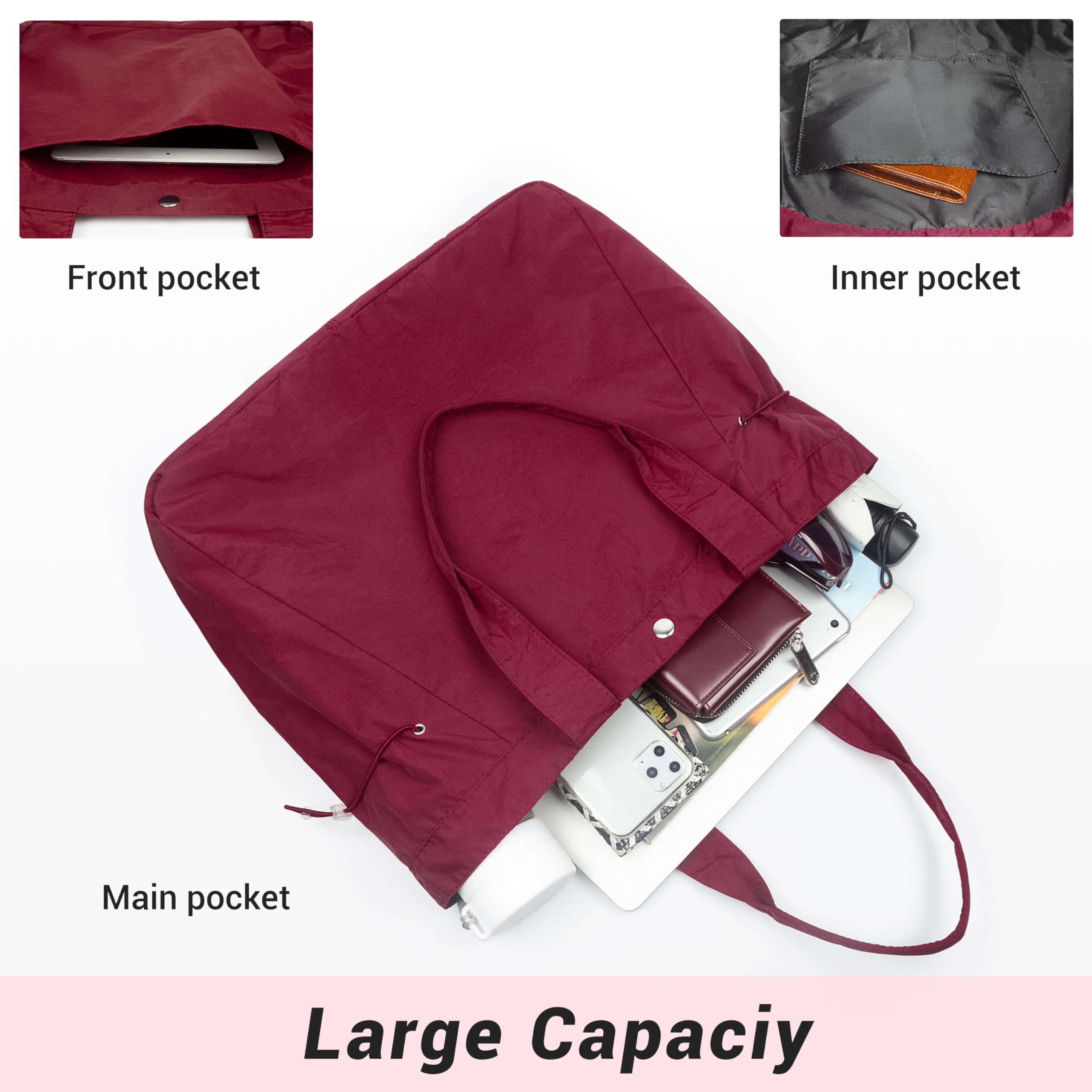 VOLGANIK ROCK Large Tote Bags for Women - Lightweight Shoulder Bag, Gym Bag, Beach Tote & Travel Handbag - Perfect for Work, Shopping, Vacation & Daily Use