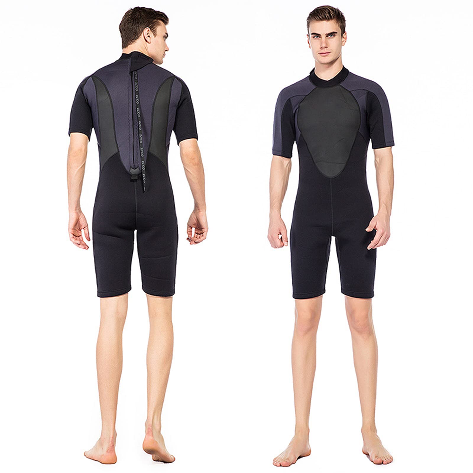 Yeah-hhi 3MM Neoprene Shorty Wetsuit for Men - Thermal Diving Suit with Back Zipper, UV Protection for Swimming, Surfing, Snorkeling & Water Sports | Perfect for Beach Vacation, Pool Parties & Outdoor Adventures