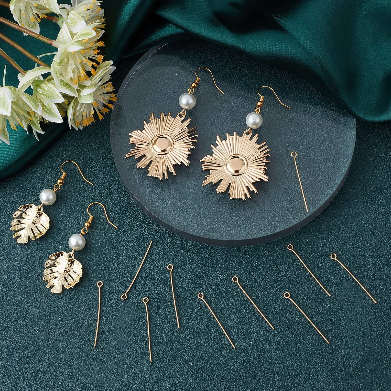 200Pcs 18K Gold Plated Brass Jewelry Eye Pins - Open Loop Head Pins for DIY Charm Beads, Necklace & Bracelet Making - Perfect for Crafting, Jewelry Repair and Gift Projects