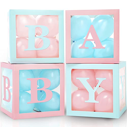 Pink and Blue Boxes With Pink & Blue Balloons