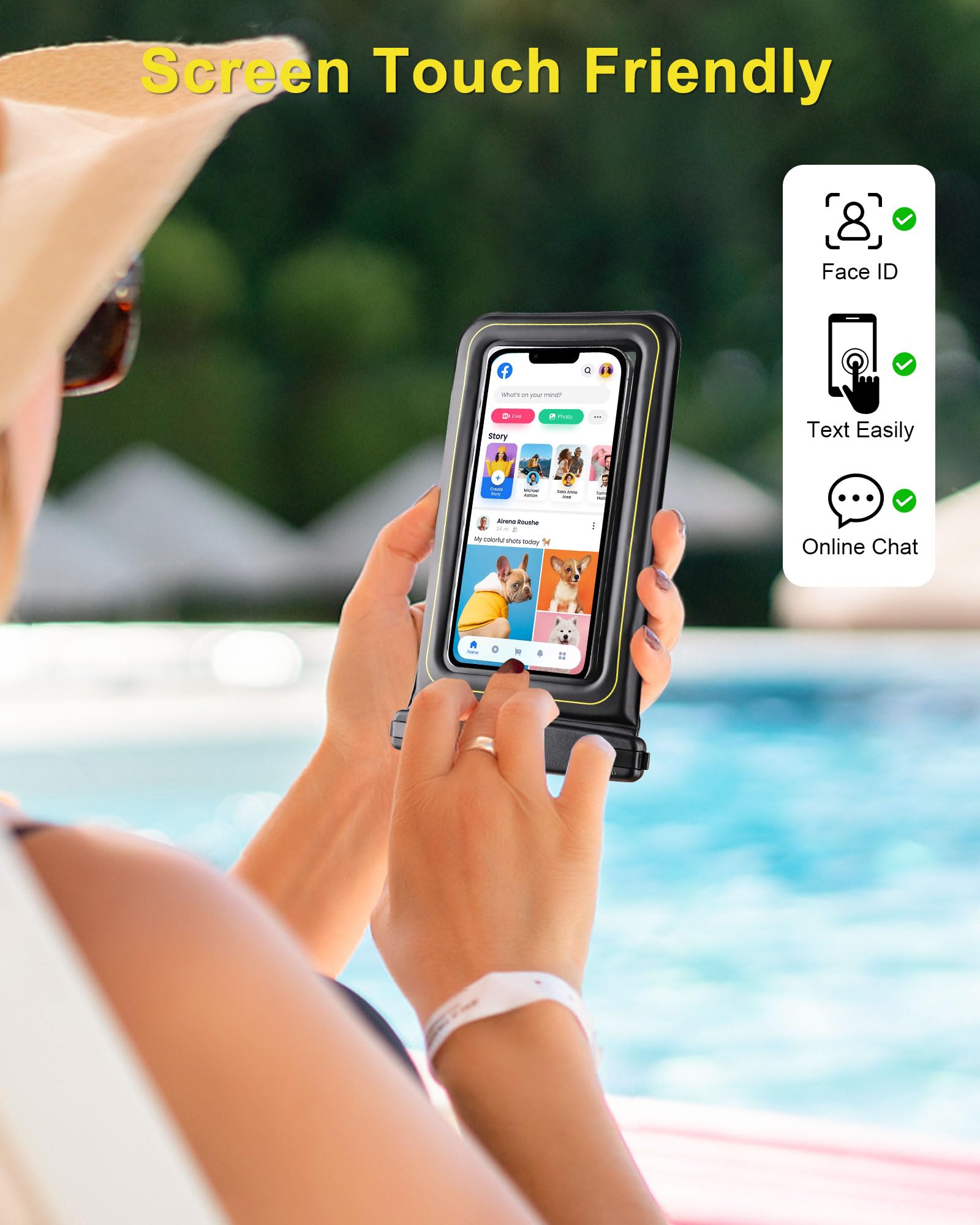 IP68 Waterproof Phone Pouch for iPhone 16 15 14 13 12 Plus Pro Max & Galaxy - Cruise, Beach, Kayak, Boat Accessories - Travel Dry Bag for Swimming, Snorkeling & Outdoor Activities - Black