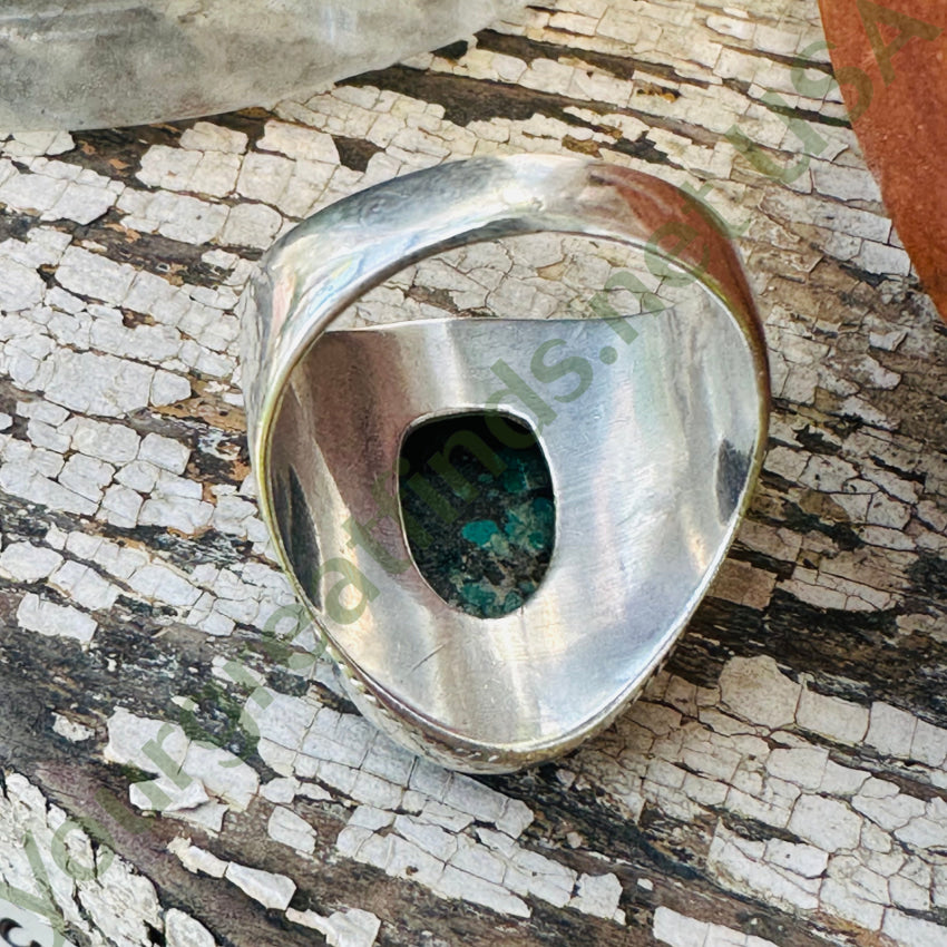 925 Sterling Silver Spider Web Turquoise Ring - Size 13.5 for Men & Women - Handmade Boho Jewelry for Halloween, Gothic Fashion & Everyday Wear