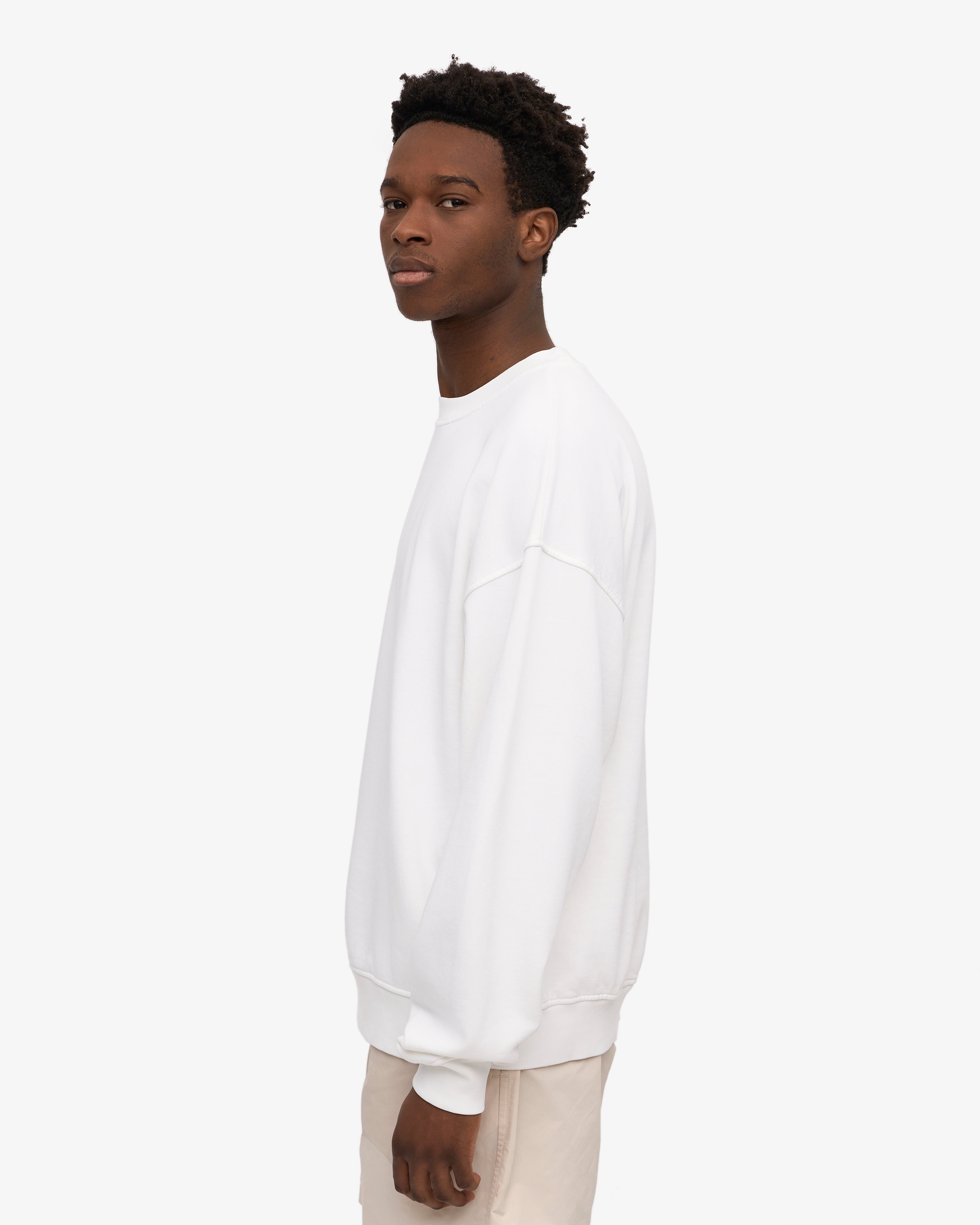 Organic Oversized Crew Neck Sweatshirt for Women - Soft & Comfortable Optical White Pullover - Perfect for Casual Wear, Lounge & Street Style