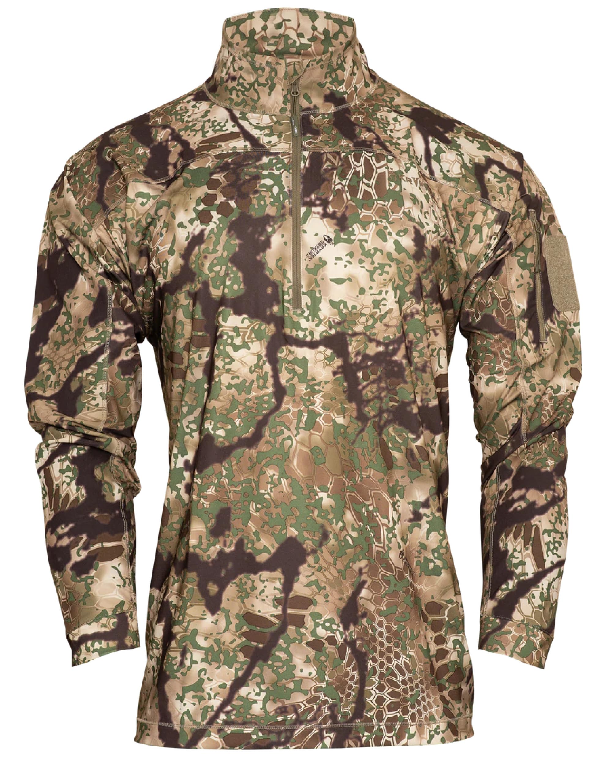 Kryptek Men's Valhalla 2 Lightweight Camo Hunting Shirt - Long Sleeve Half Zip Performance Top for Outdoor Adventures, Tactical Training & Wilderness Survival