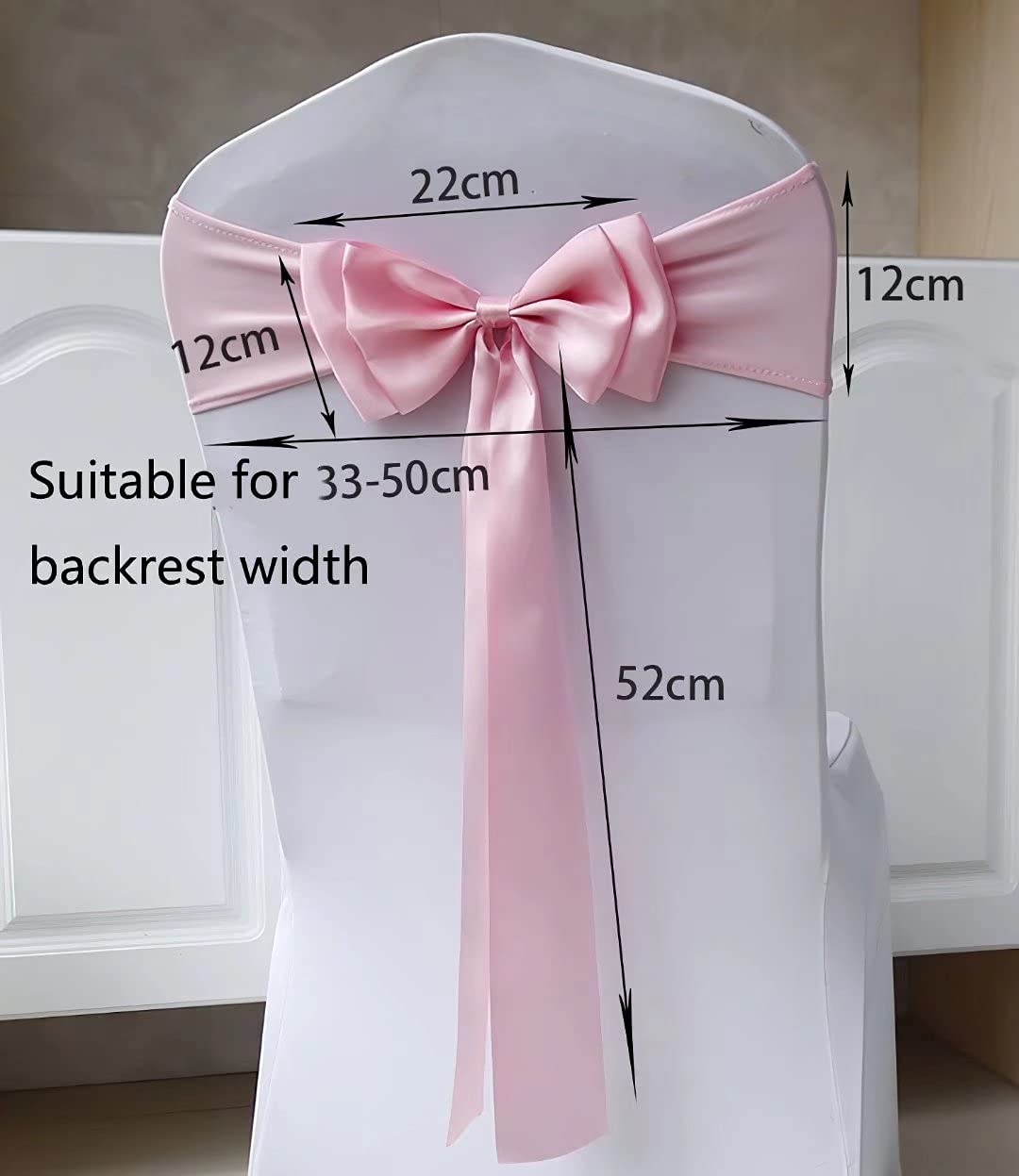 100Pcs Stretch Chair Sashes with Double Bows - Spandex Chair Covers for Wedding, Party, Birthday & Banquet Decor - Grey Chair Bands for Christmas & Event Supplies - Perfect for Indoor/Outdoor Celebrations