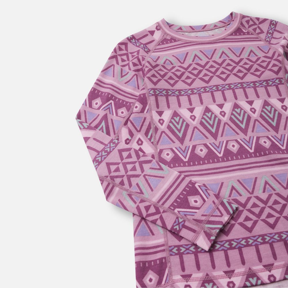 Reima Taitoa Girls Thermal Underwear Set - Grey & Pink Winter Base Layer for Cold Weather - Perfect for Skiing, Snowboarding & Outdoor Activities