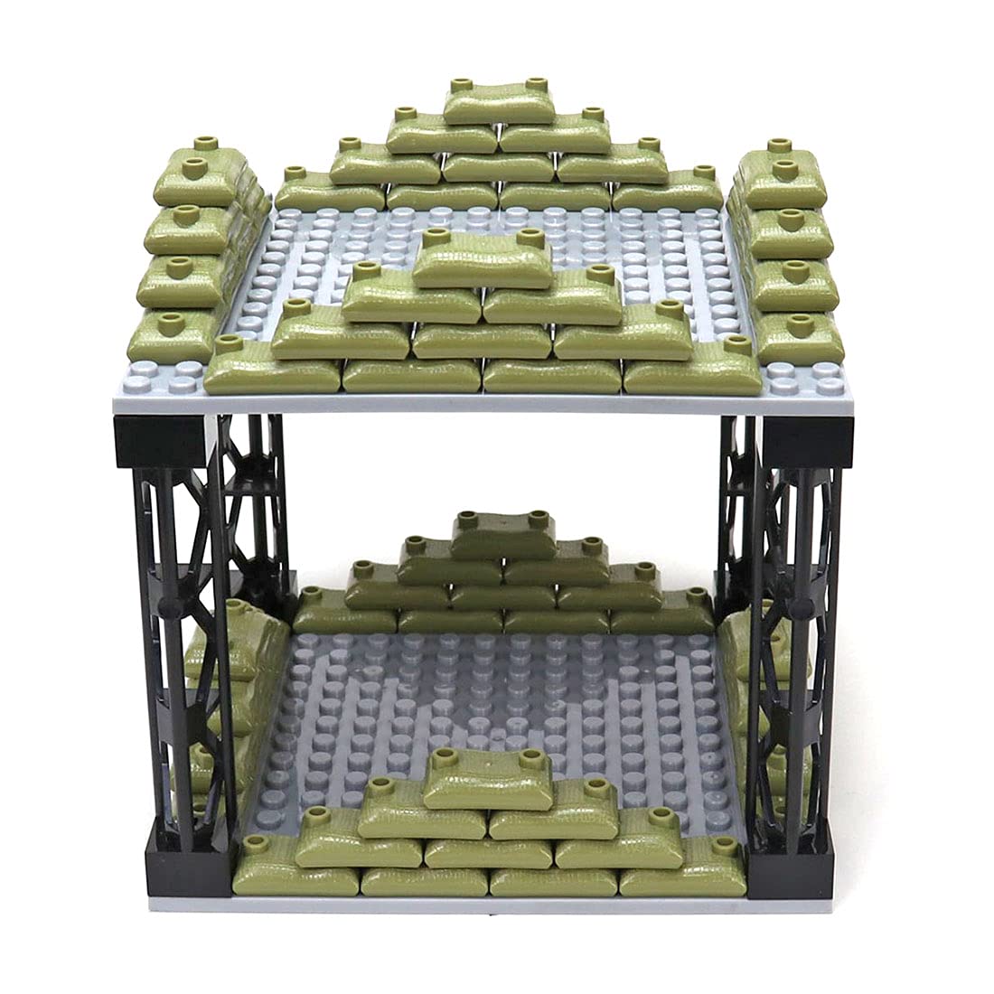 Lingxuinfo Military Building Blocks - Sandbag Bunker Outpost & Heavy Weapons Accessory Set | Compatible with Lego | War Scene Diorama & Military Model Display