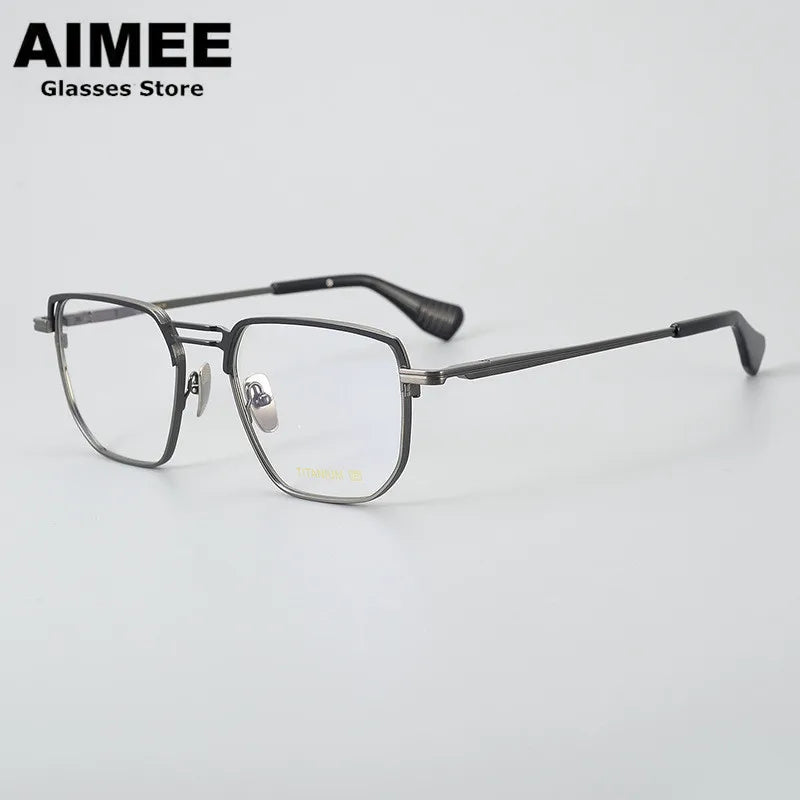Aimee Unisex Full Rim Big Square Double Bridge Titanium Eyeglasses 942153 - Lightweight Durable Frame for Reading & Computer Use - Fashionable Eyewear for Men & Women
