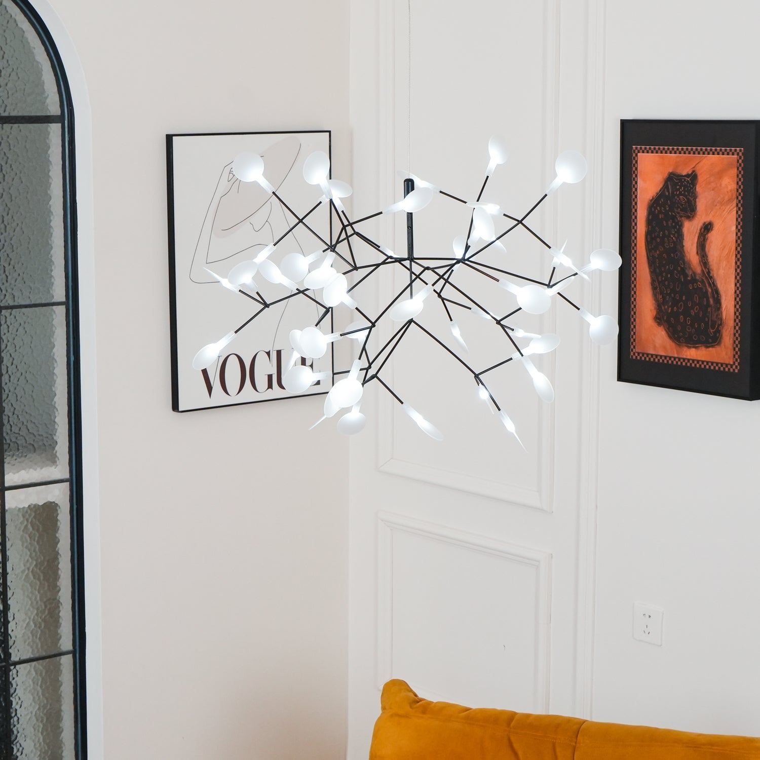 Stylish Black Firefly LED Chandelier - Modern Crystal Ceiling Light Fixture for Dining Room, Bedroom & Living Room Decor