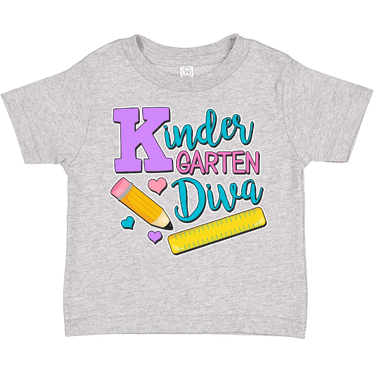Inktastic Kindergarten Diva with Pencil and Ruler Toddler T-Shirt - Cute Graphic Tee for Girls, Back to School Outfit, First Day of Kindergarten, Playdate & Preschool Activities