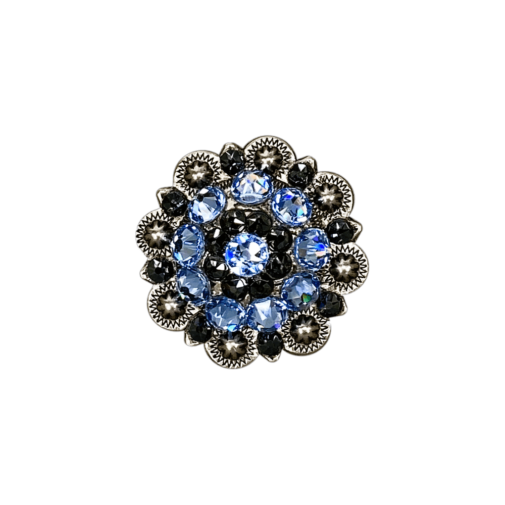 Light Sapphire & Jet Antique Silver 1.5