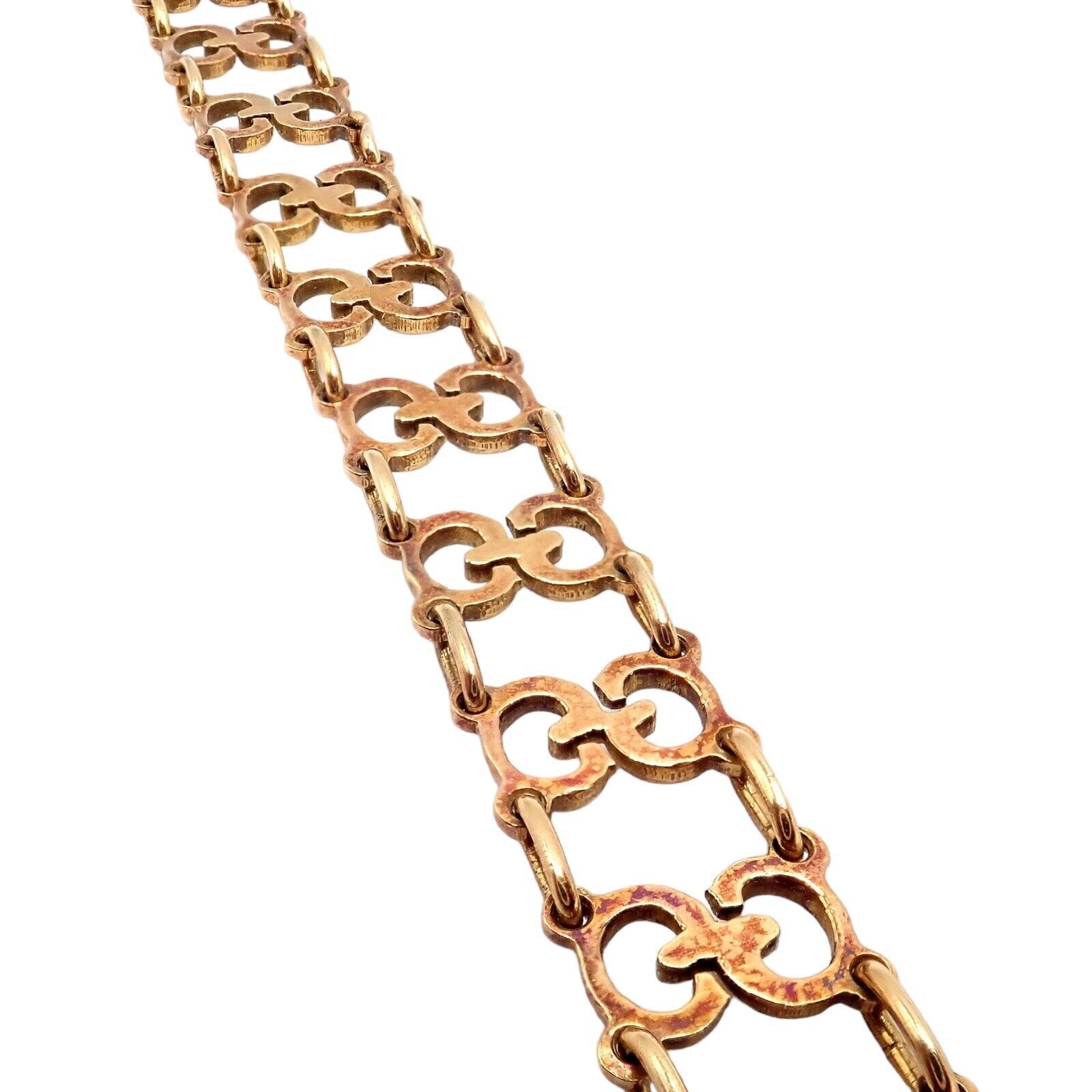 Authentic Vintage Gucci 18k Yellow Gold Logo Bracelet for Women - Luxury Fashion Jewelry Gift for Birthday, Anniversary & Special Occasions
