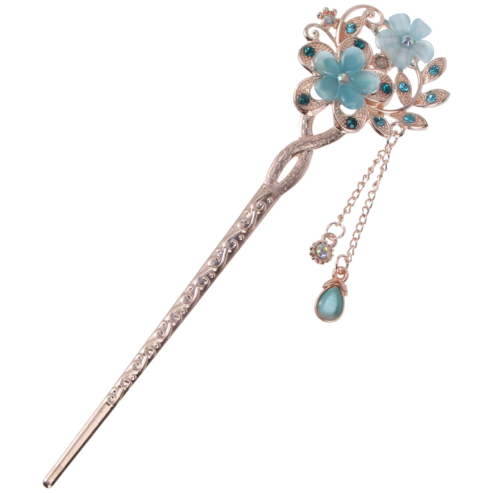 Lurrose Rhinestone Hair Stick - Vintage Pearl Hairpin for Women, Long Hair Styling