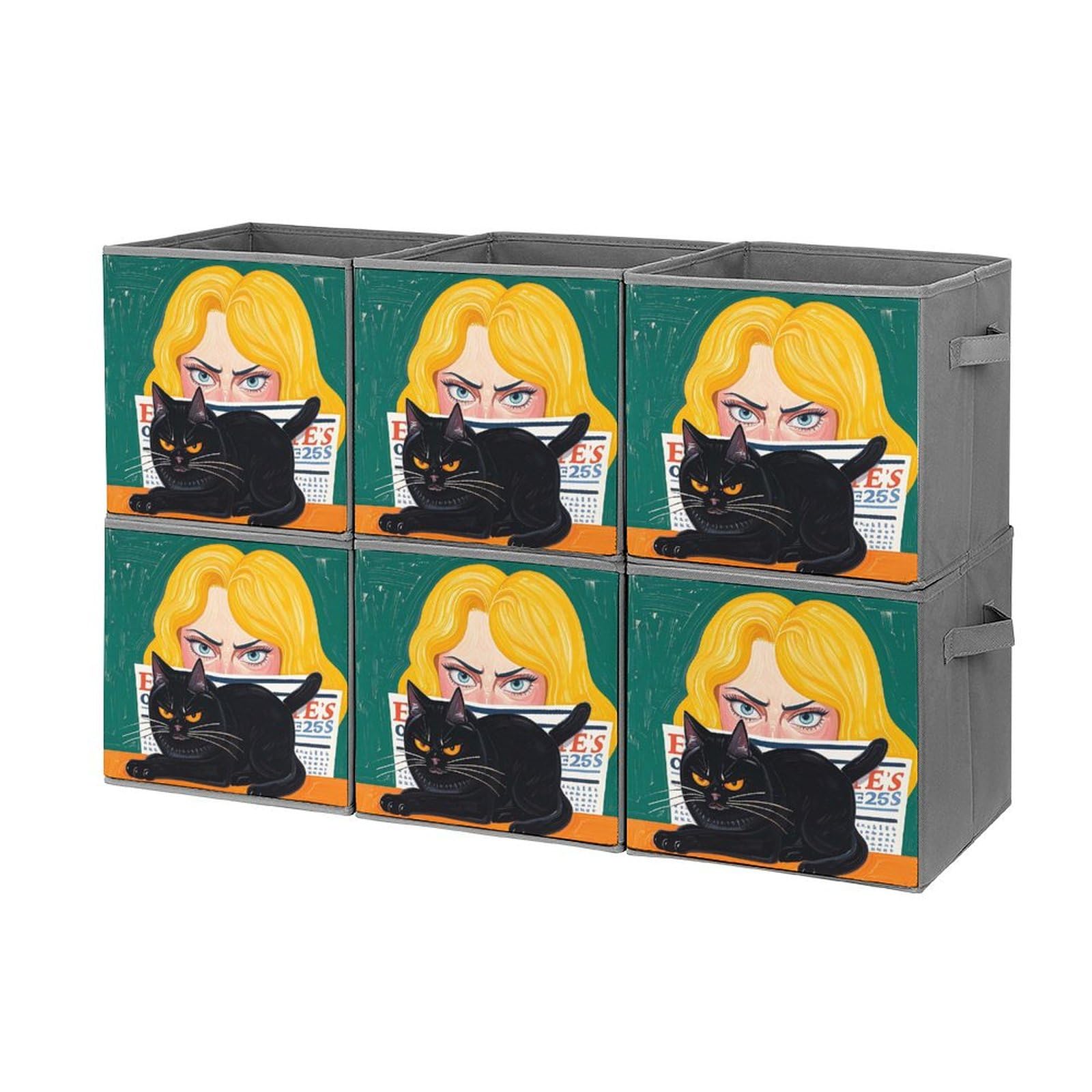 6PCS Foldable Storage Bins with Handles - Large Capacity Storage Boxes for Playroom, Office & Home Organization