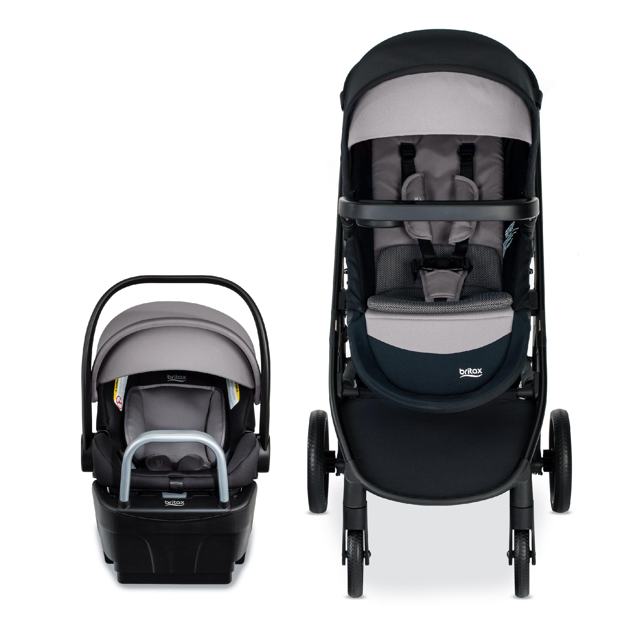 Britax Willow Brook S+ Infant Car Seat and Stroller Travel System with Alpine Base - ClickTight Installation, SafeWash Insert & Cover - Graphite Onyx - Perfect for Newborns, Air Travel & Everyday Use