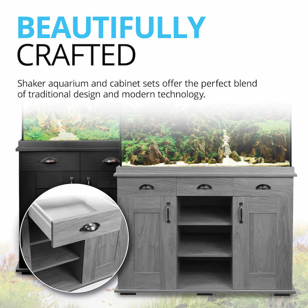 Fluval Shaker 44 Gallon Aquarium Kit with Black & White River Grey Oak Stand - Complete Set Includes Tank, Stand, Filtration & LED Lighting for Freshwater & Saltwater Fish Tanks - Perfect for Home, Office or Classroom Aquarium Setup