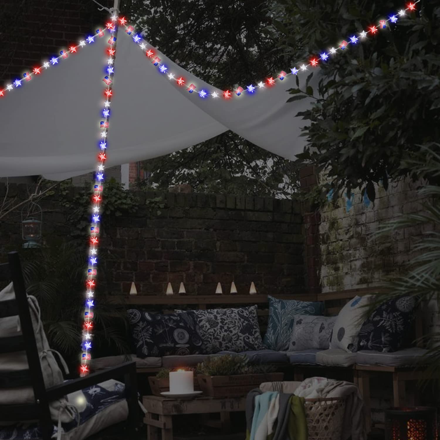 13FT 40LED Battery Operated Patriotic Lights with Remote & Timer - USA Flag Fairy String Lights for 4th of July Decorations, Independence Day, Memorial Day - Perfect for Indoor Home, Party, Backyard, and Holiday Celebrations
