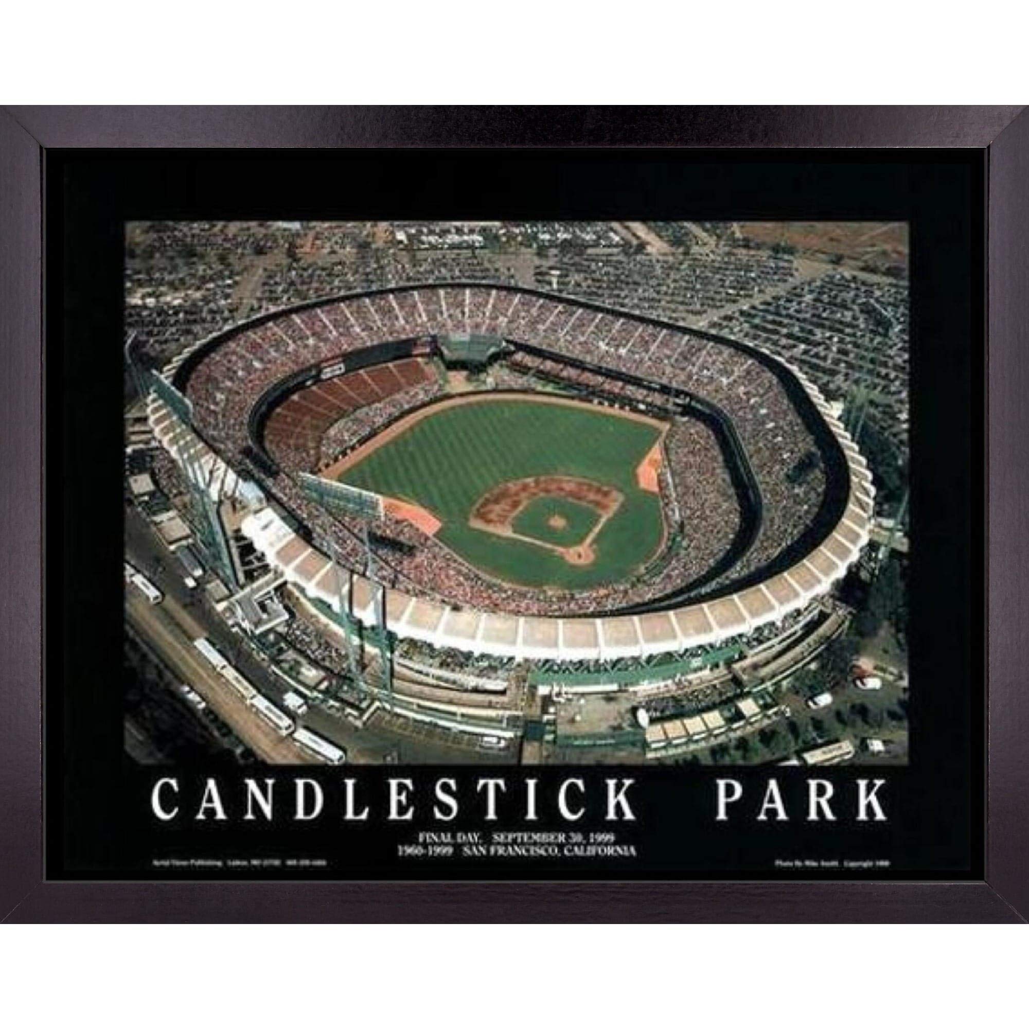 San Francisco Baseball Stadium Poster - Candlestick Park Final Game Aerial Wall Art Decor | 23x29 Framed Print | Perfect for College Bedroom, Man Cave & Sports Gifts | SF Giants Memorabilia for Men & Women