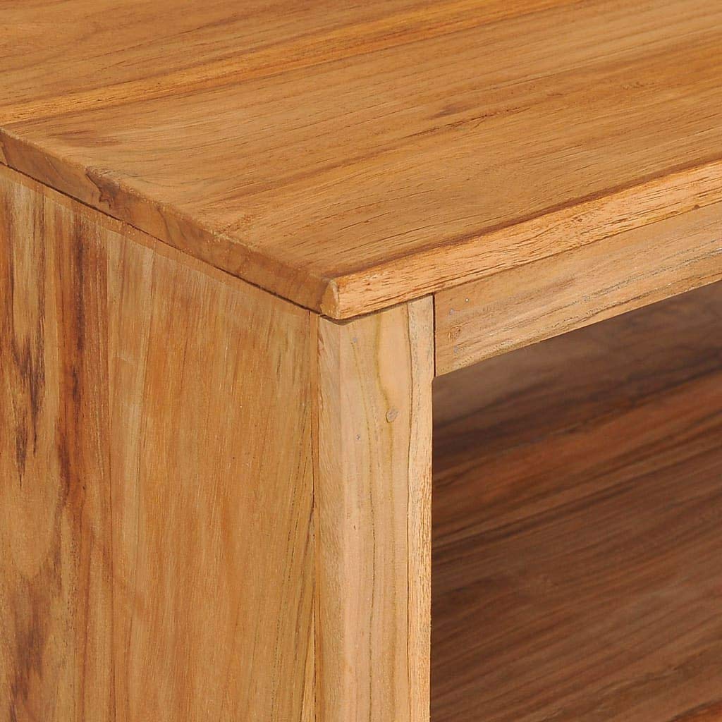 Solid Teak Wood Center Coffee Table with Open Shelf, 31.5