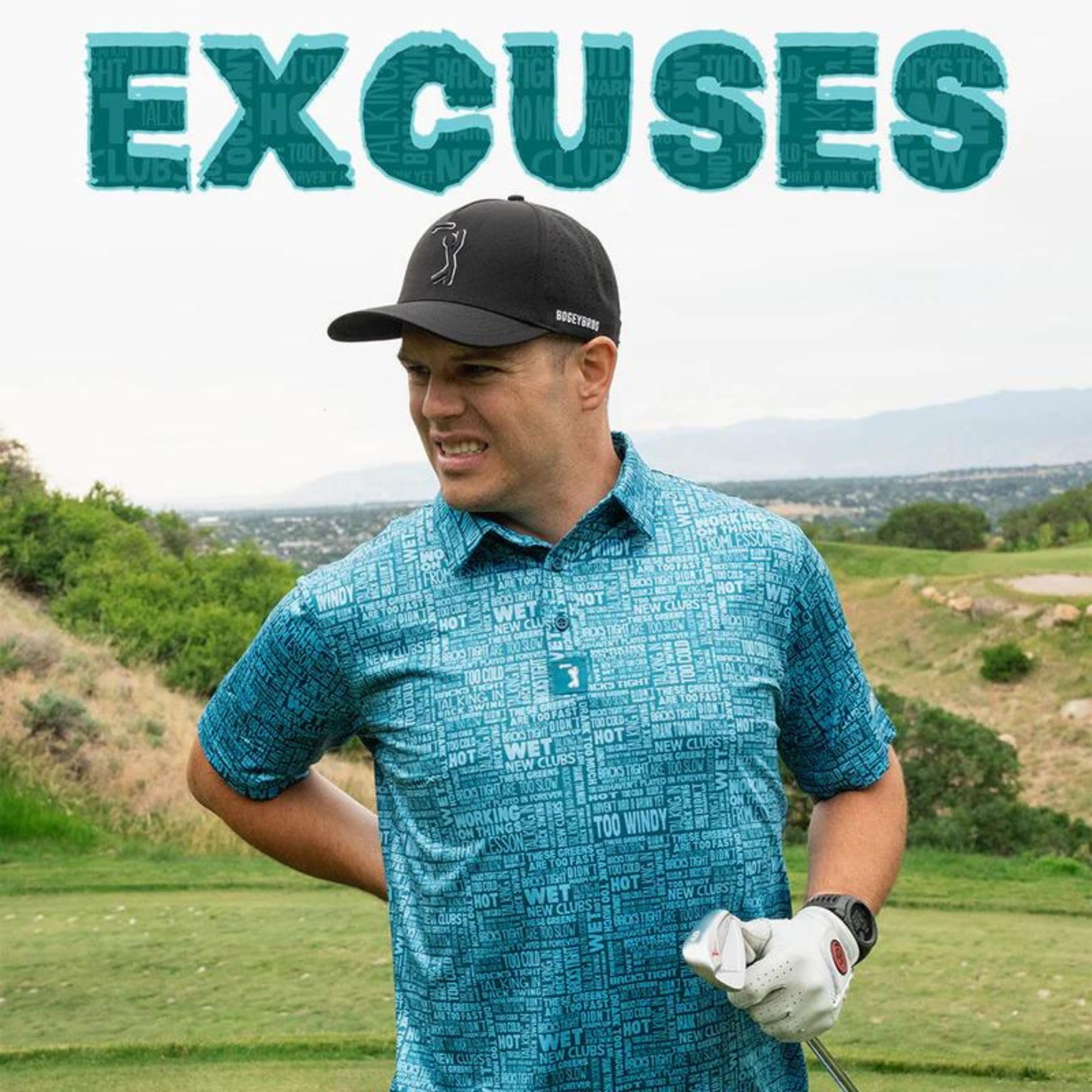Bogey Bros - Funny Golf Polo Shirts for Men | 4-Way Stretch Short Sleeve Performance Shirt with UPF 50 Sun Protection | Perfect for Golf Courses, Casual Wear & Outdoor Activities