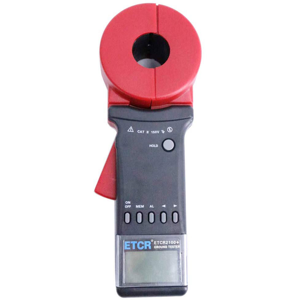ETCR2100+ Digital Clamp Ground Resistance Tester - 0.01 to 1200Ω, 32mm Jaw, 99 Data Storage, Alarm Function | Perfect for Electrical Maintenance, Industrial Safety Testing & Grounding System Inspection