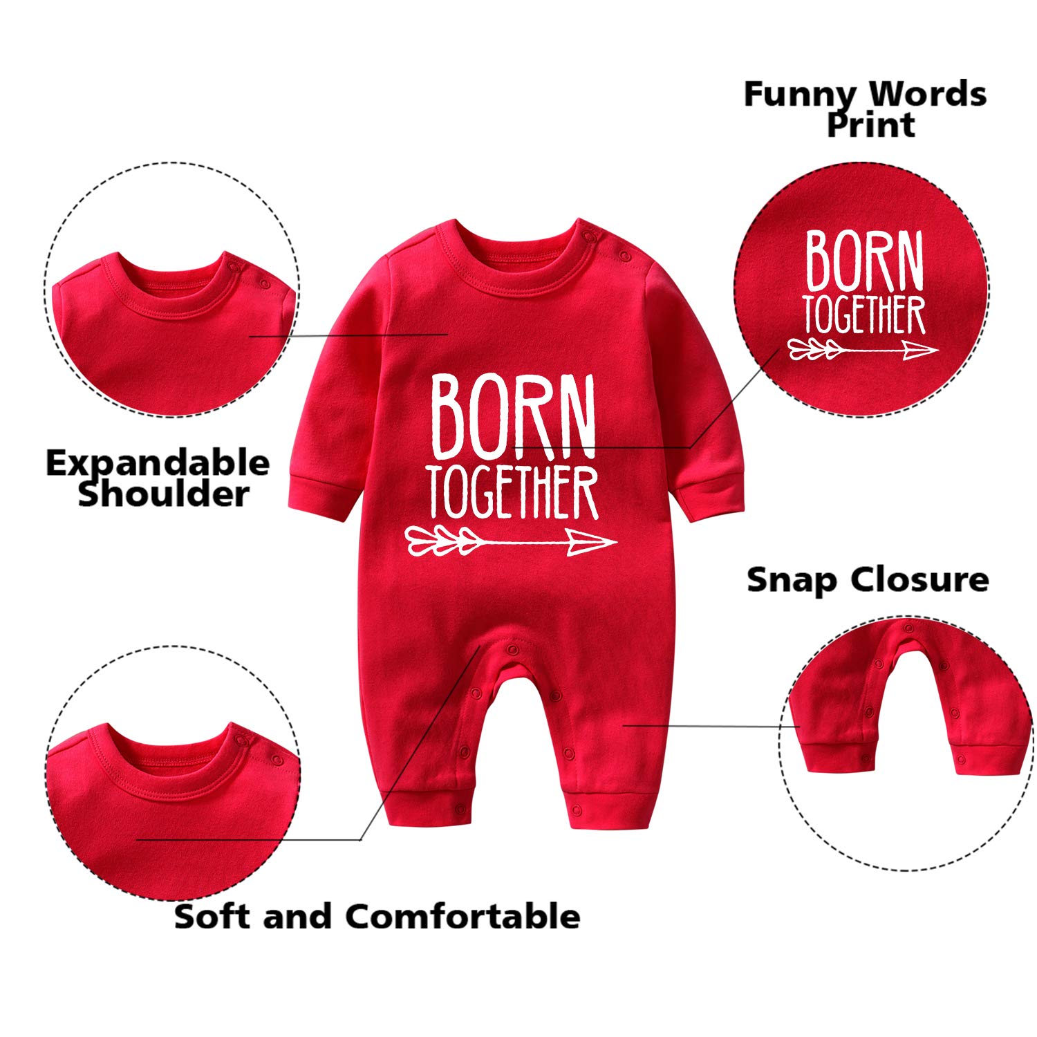 YSCULBUTOL Baby Twins Bodysuit with Hat - Born Together Friends Forever Outfit for Baby Boys & Girls | Matching Newborn & Toddler Clothes for Siblings, Photo Shoots & Special Occasions