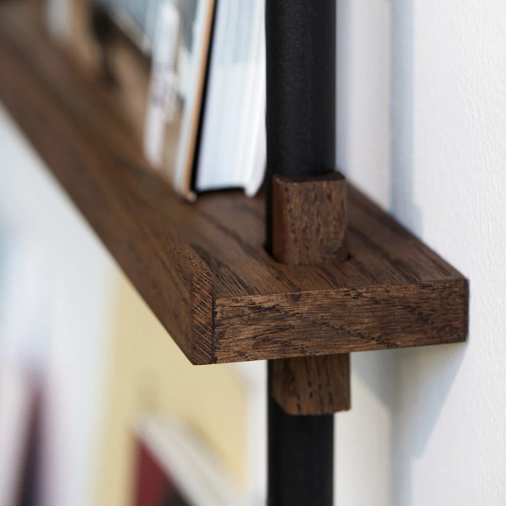 Moebe Magazine Shelf - Modern Smoked Oak & Black Wall Storage for Books & Decor | Perfect for Living Room, Bedroom, or Office Organization