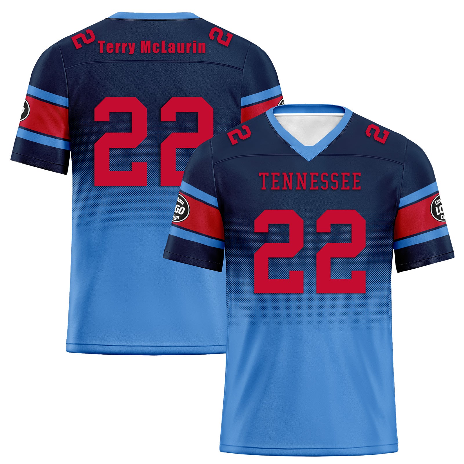 Custom Blue Tennessee Personalized Authentic Football Jersey FBJ02 D020249 - Size 32 | Officially Licensed NFL Gear for Fans & Players | Perfect for Game Day, Tailgating & Sports Collectibles