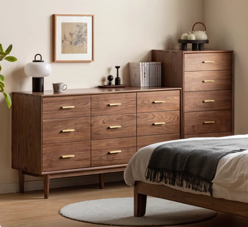 Solid Black Walnut Wood Dresser - 5-Drawer Chest for Bedroom & Living Room Storage | Handcrafted Hardwood Furniture for Home Organization & Decor