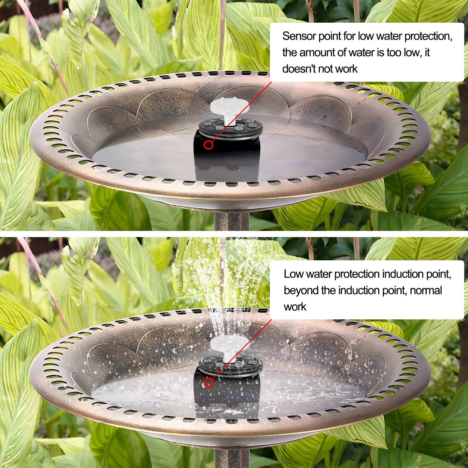 7W Solar Fountain Pump with 3000mAh Built-in Battery, Dual Nozzle Floating Solar Water Pump for Garden, Pond, Birdbath - 10 Spray Patterns for Outdoor Decoration & Relaxation