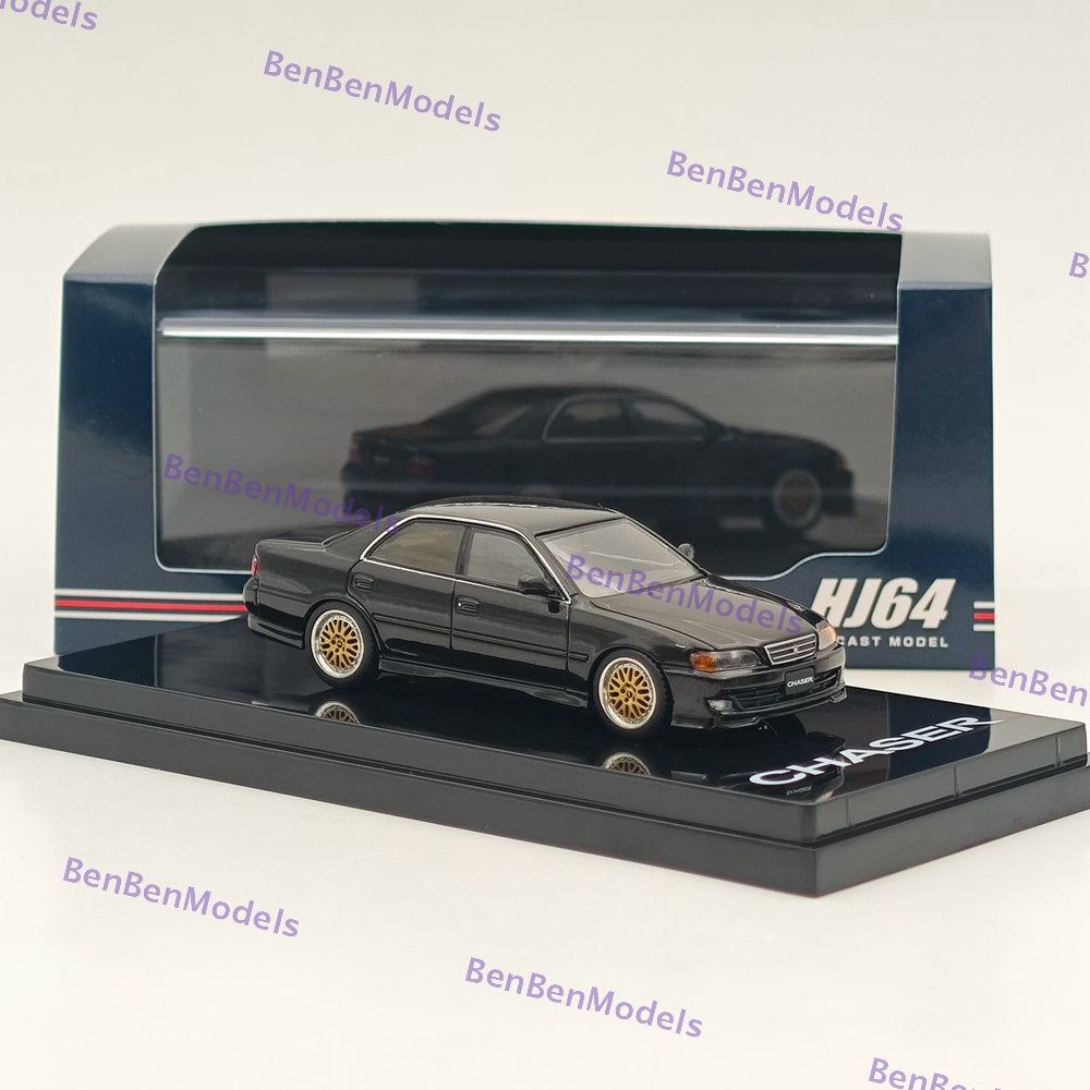 1/64 Scale Hobby Japan Toyota Chaser Tourer V (JZX100) 1998 JDM Style Diecast Model Car HJ644072BK Black - Perfect for Collectors, Display, and Japanese Car Enthusiasts