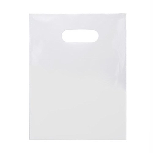 ClearBags 100 White Handle Shopping Bags 9x12 Inches - 2.25 Mil Thick Durable LDPE Plastic Gift & Retail Bags - Tear Resistant, Anti-Stretch for Small Business - 100% Recyclable - Perfect for Boutiques, Parties & Merchandise Packaging