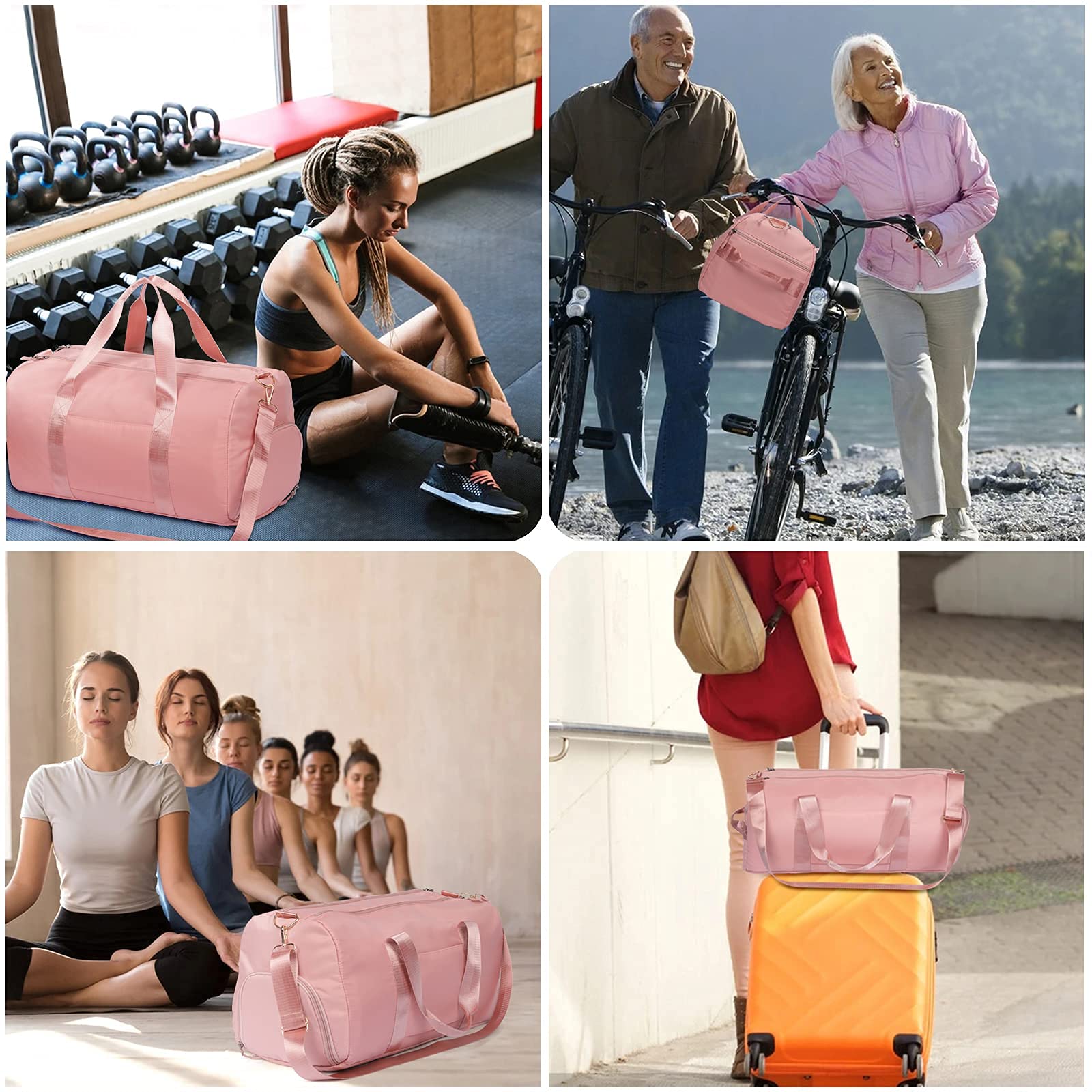 MABROUC Women's Duffle Bag - Large Gym Sports Duffel with Wet Pocket & Shoe Compartment - Waterproof Travel Overnight Weekender Bag for Workout, Yoga, Swimming & Weekend Getaways