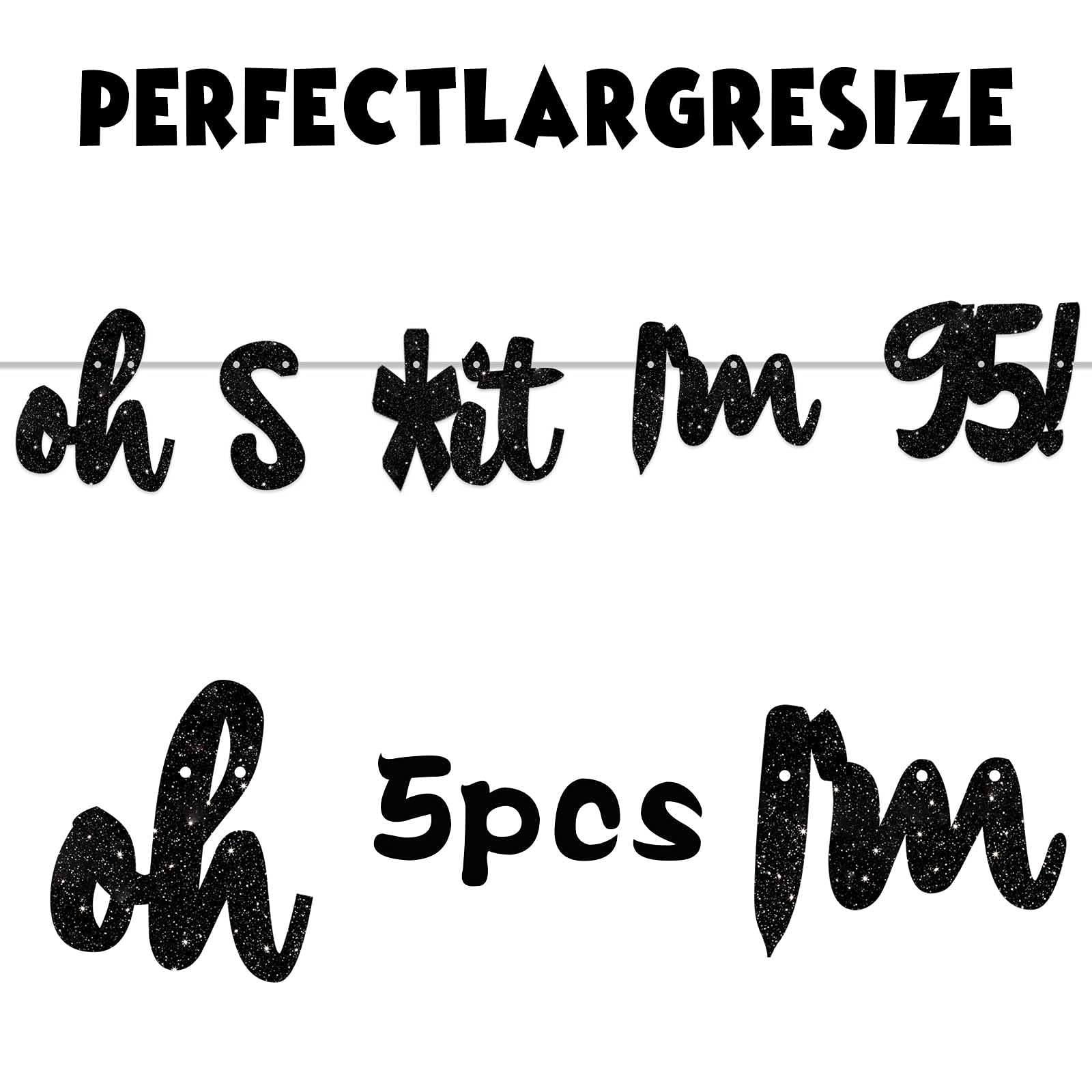 Happy 95th Birthday Banner - Glitter Black 'Oh I'm 95!' Backdrop Decor for Men & Women - Photo Studio Props, Party Flags & Supplies - Perfect for 95th Birthday Celebrations, Milestone Parties & Photo Booths