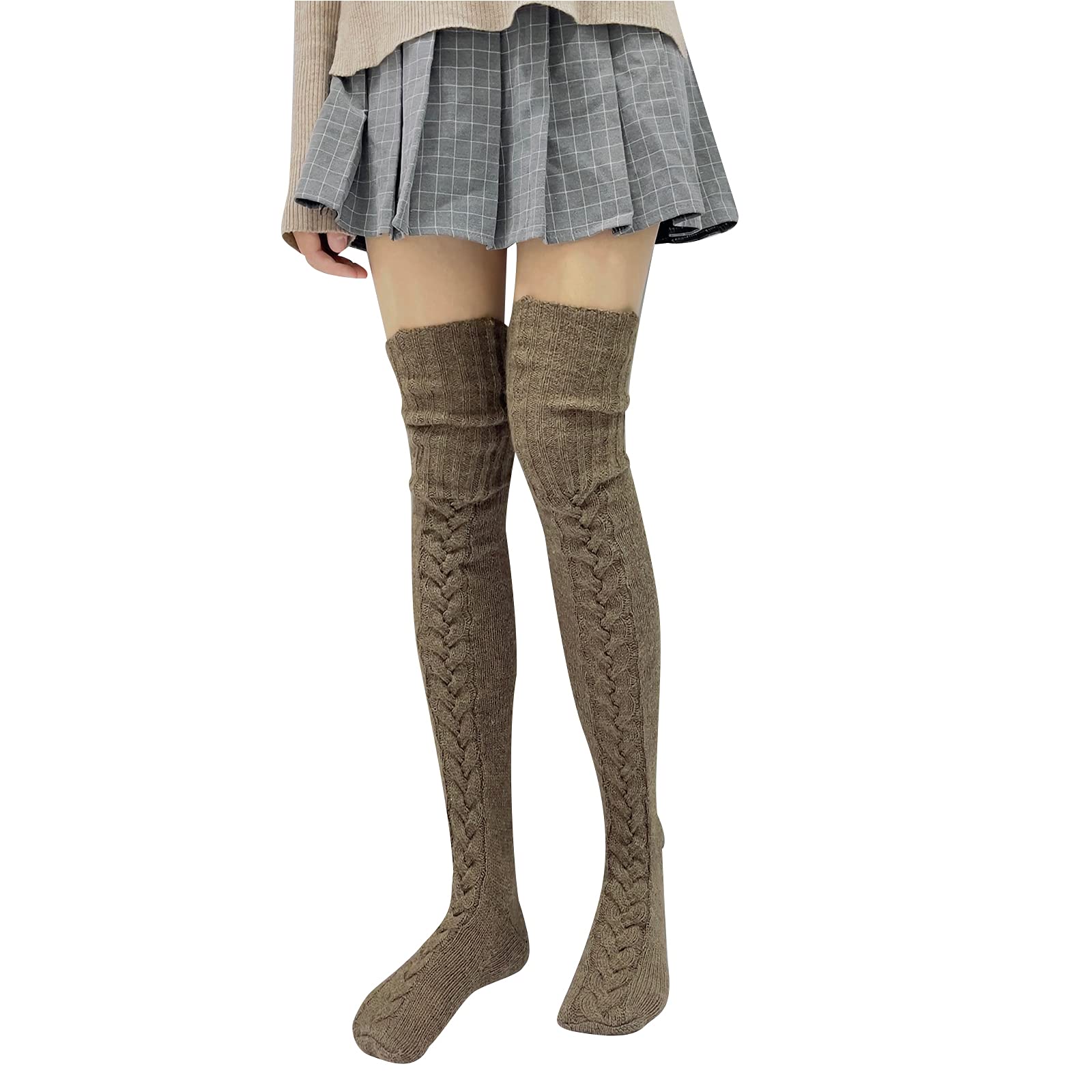 Women's Extra Long Cable Knit Boot Socks - Knee High Wool Leg Warmers for Winter Fashion