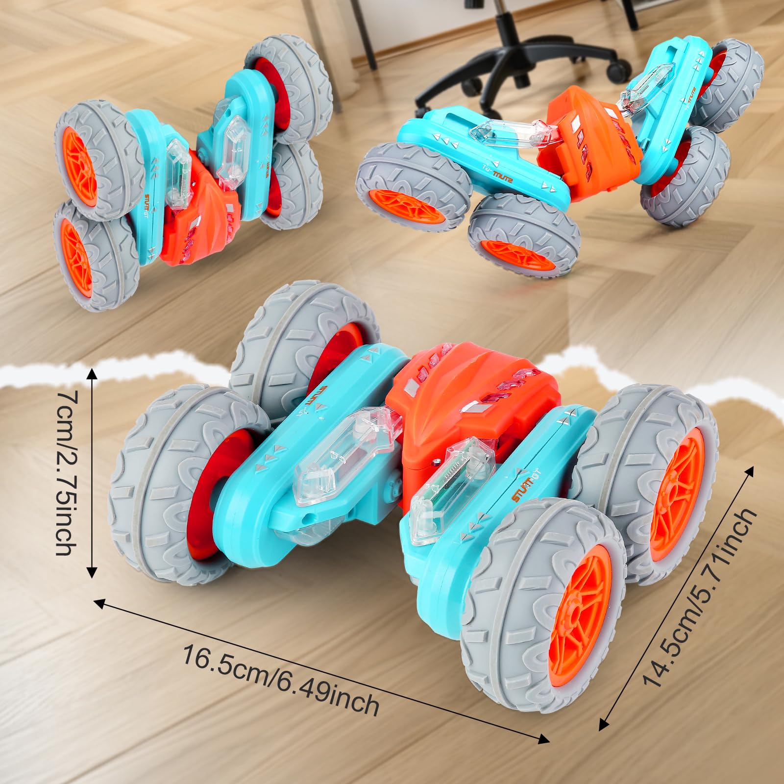 360° Rotating Remote Control Car Toy with Rechargeable Batteries - 50-60 Min Playtime, Upgraded Dual Batteries - Perfect Gift for Boys & Girls (Orange) - Great for Indoor & Outdoor Play, Birthday & Christmas Gifts