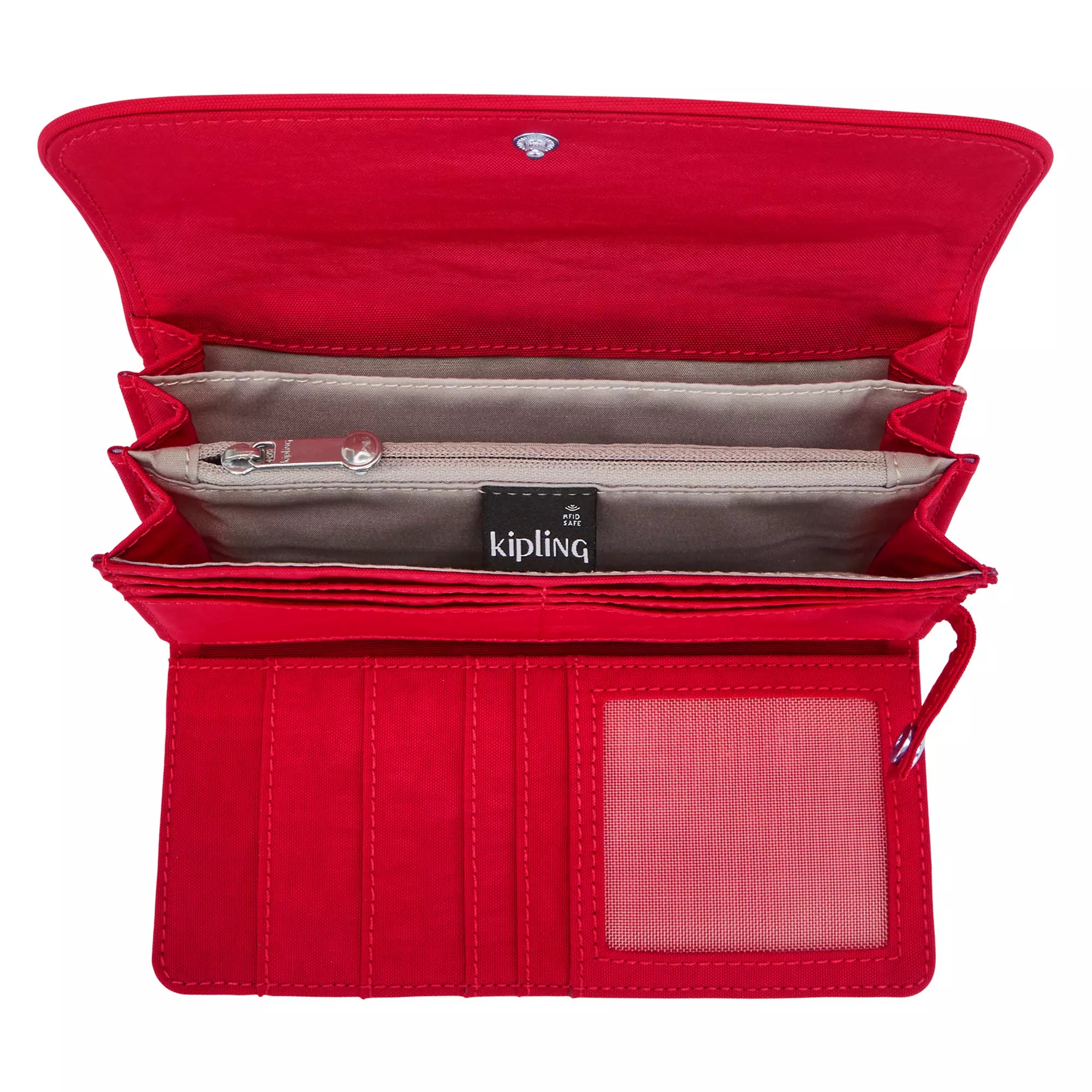 Kipling Money Land Snap Wallet - RFID Blocking Slim Wallet for Women - Red Rouge - Perfect for Travel, Shopping & Everyday Use