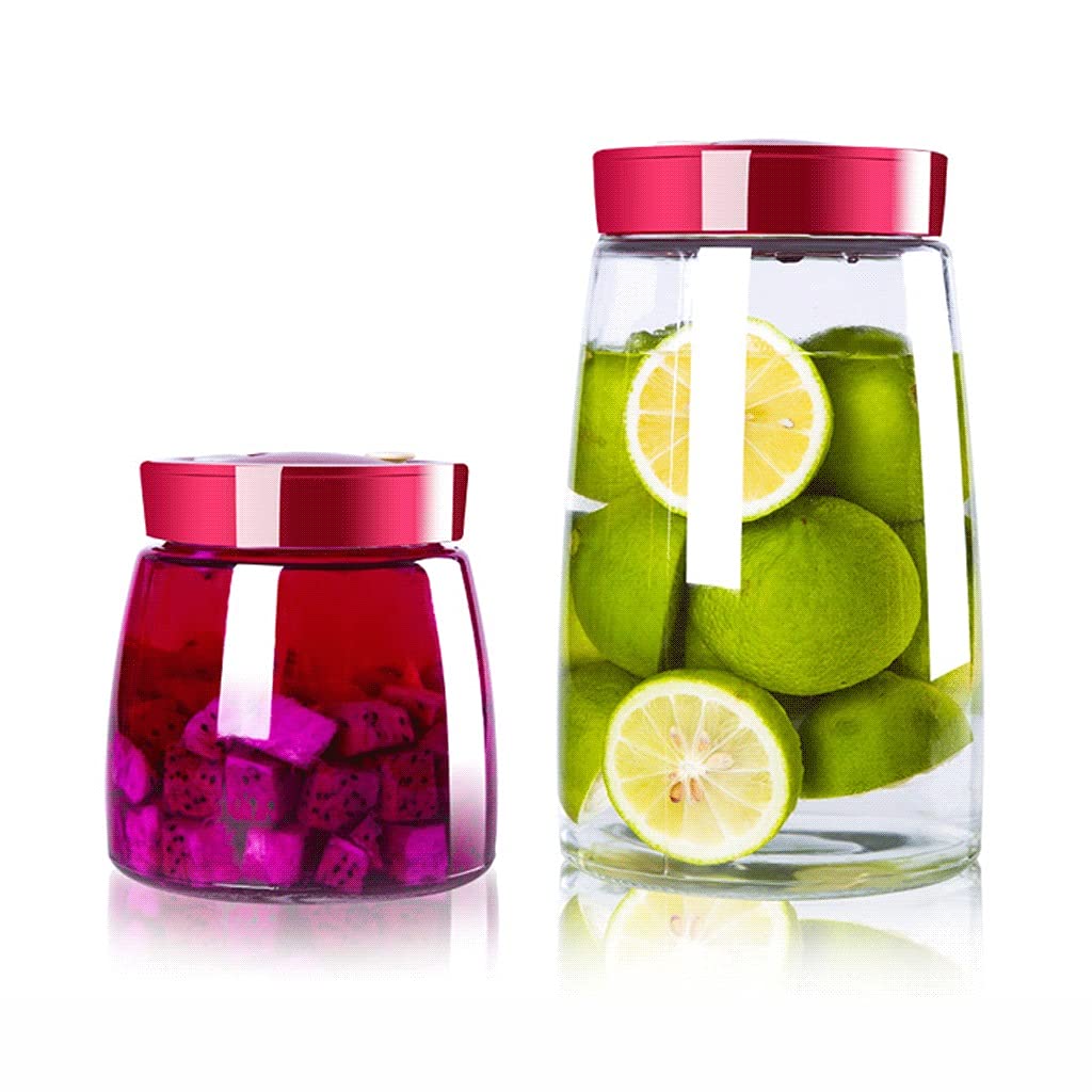 Premium Glass Storage Jars with Airtight Lids - 2-Piece Set (1000ml + 1800ml) for Kitchen, Pantry Organization & Food Preservation | Ideal for Fermenting, Dry Food Storage, Canning, Coffee Beans & Spice Organization