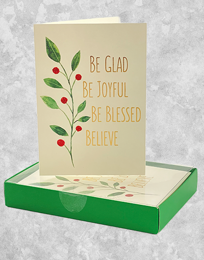 Be Glad Boxed Christmas Cards (15 Count) - Premium Holiday Greeting Cards for Family & Friends - Perfect for Christmas Wishes, Holiday Parties & Festive Celebrations