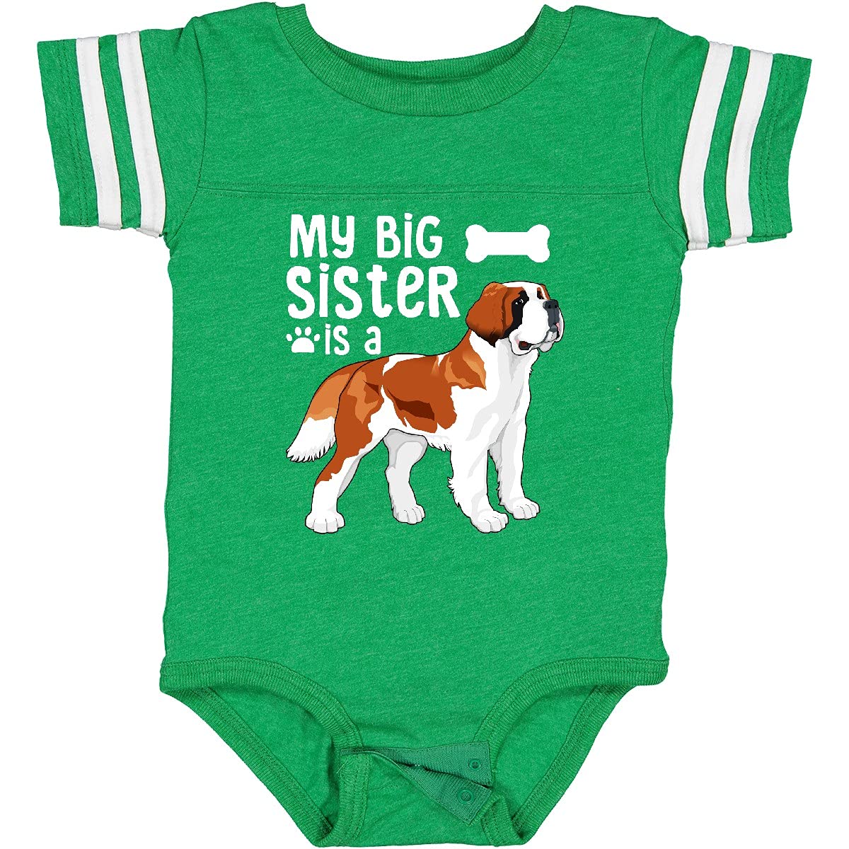 Inktastic My Big Sister Is a Saint Bernard White Baby Bodysuit - Cute Sibling Matching Outfit for Newborns & Infants